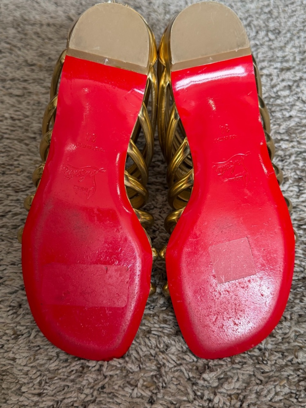 Gold Christian Louboutin Gladiator Sandals size 34 - Picture 5 of 7